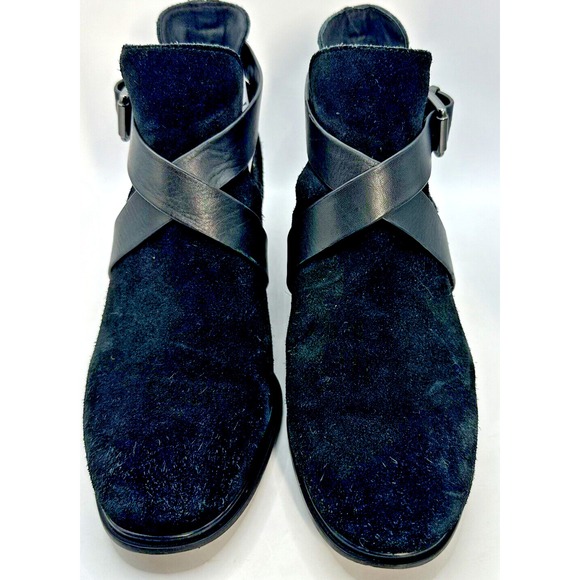 ISOLA DAVAN Ankle Boots Womens 7.5  Black Cutout Buckle Suede Leather Booties - Picture 4 of 9